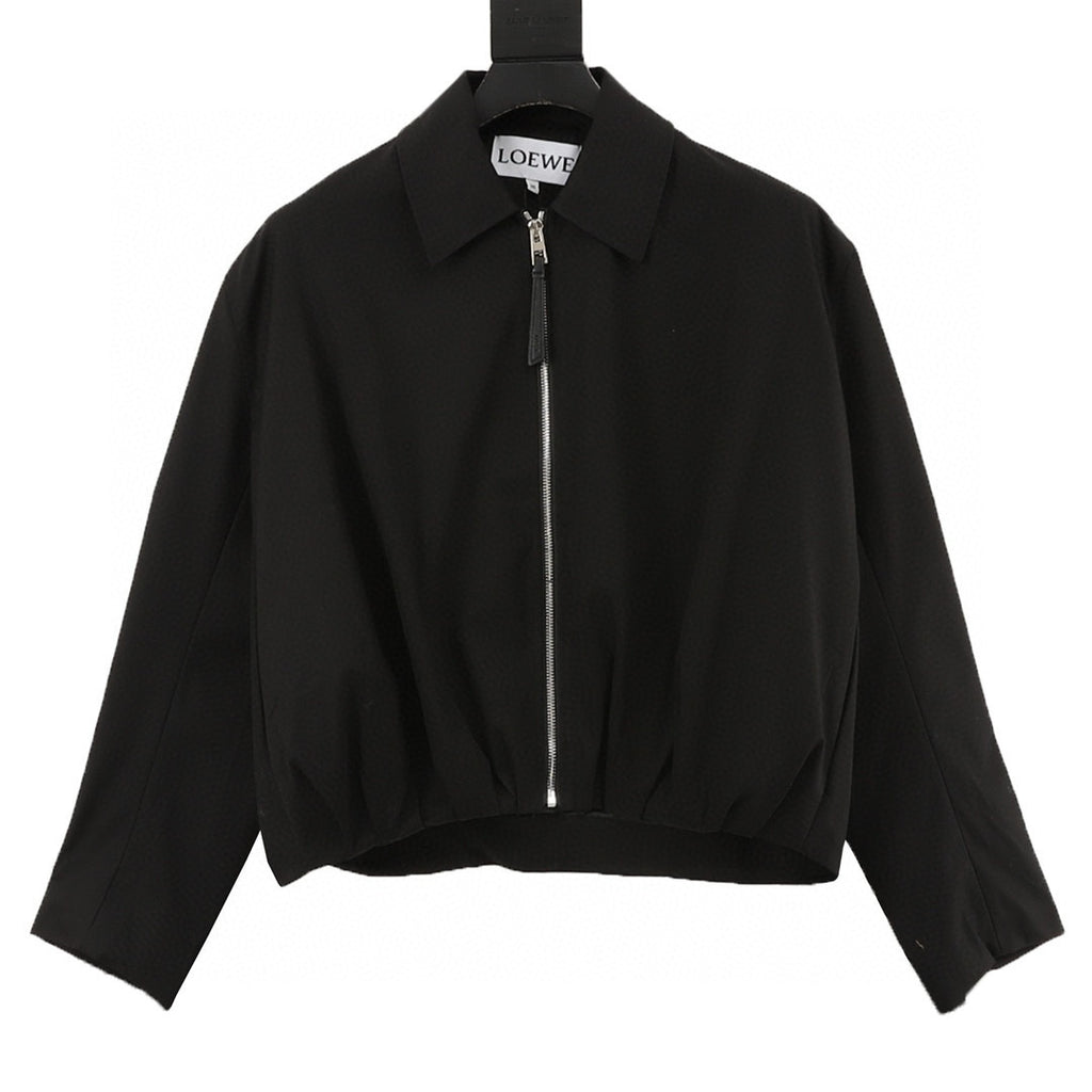 Loewe Gathered Hem Zip-Up Cropped Jacket