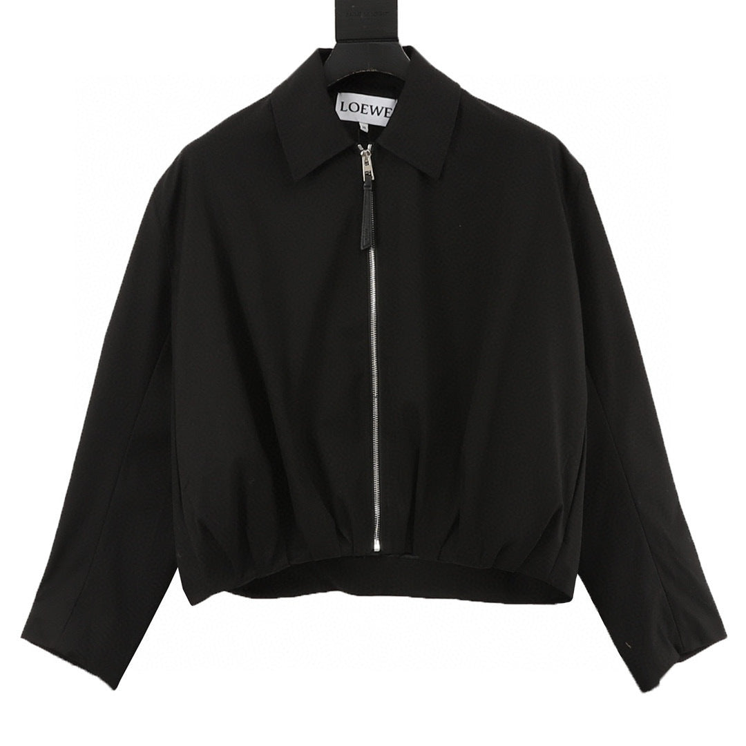 Loewe Gathered Hem Zip-Up Cropped Jacket