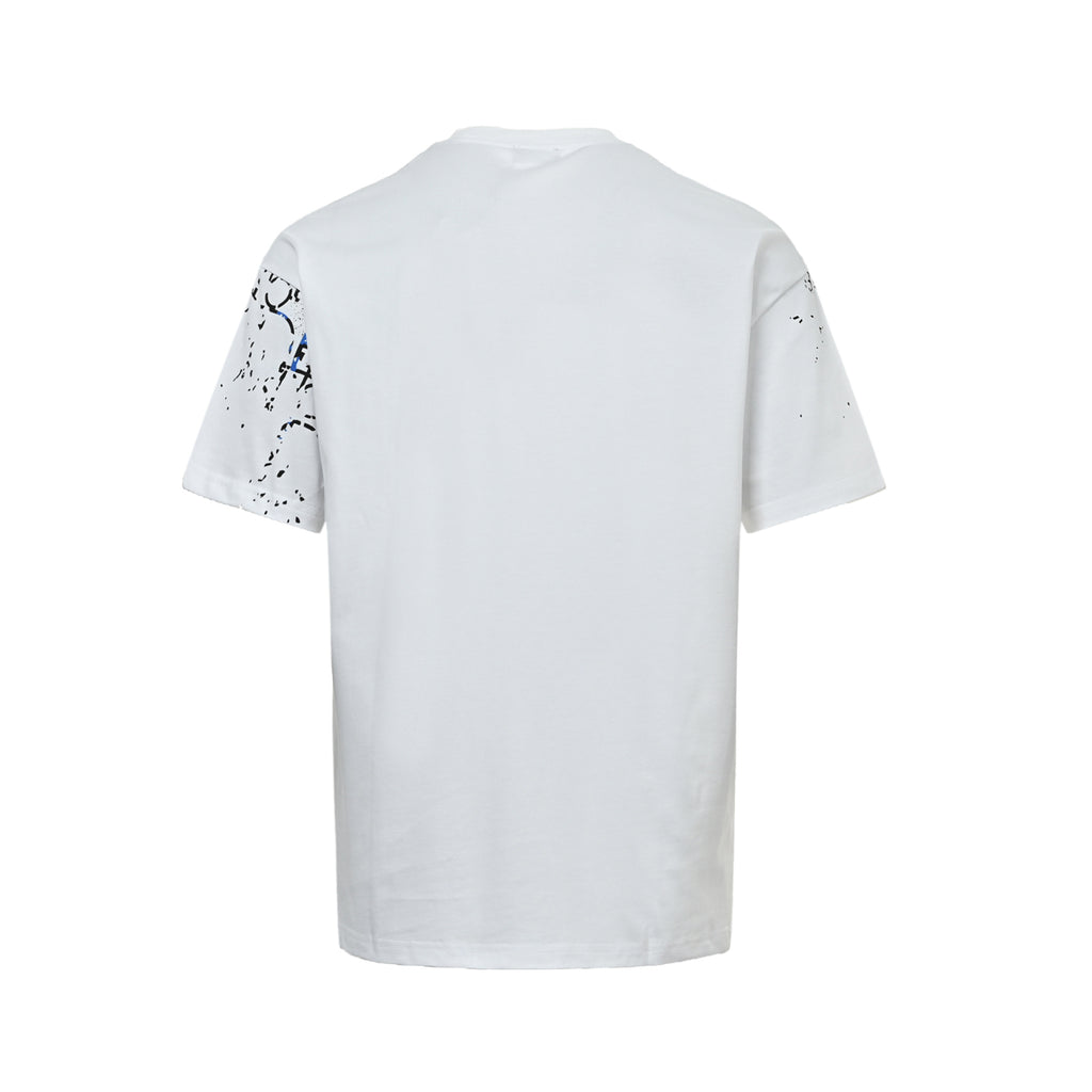 Dior Men's White Splatter Oblique Logo Print T-Shirt