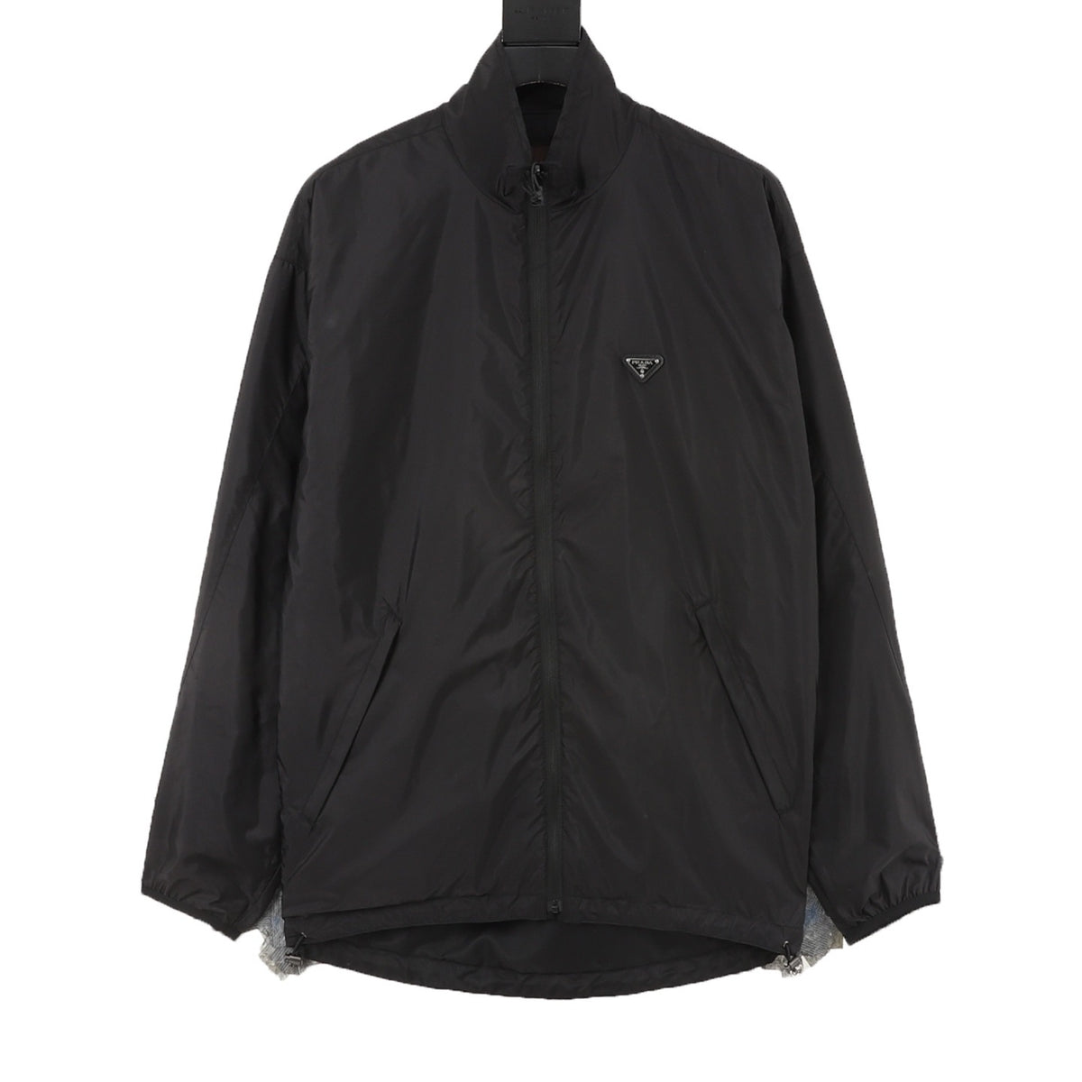 Prada Women's Men's Black Triangle Logo Stand-Collar Nylon Jacket