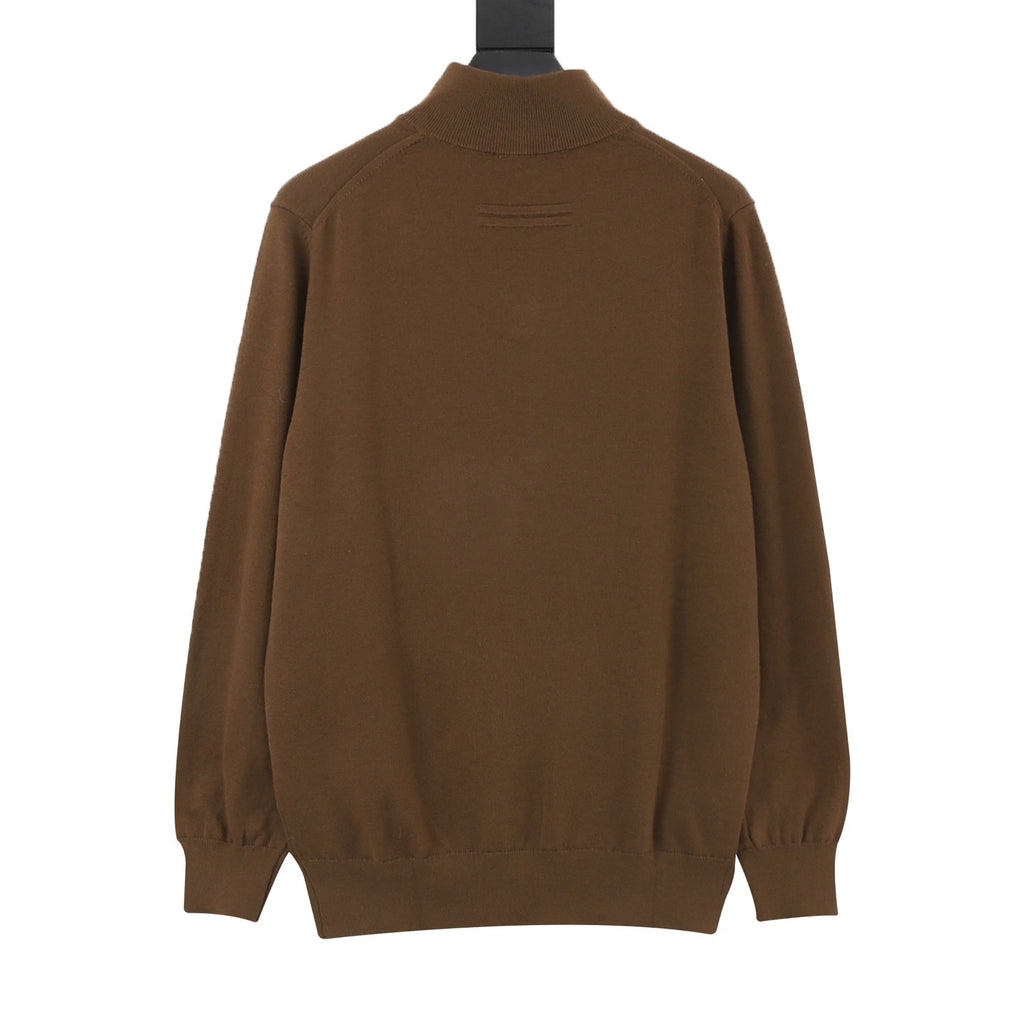 Zegna Women's Men's Brown Half-Zip Cashmere Sweater
