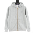 Louis Vuitton Women's Men's Light Grey Pearl-Detail Full-Zip Hoodie