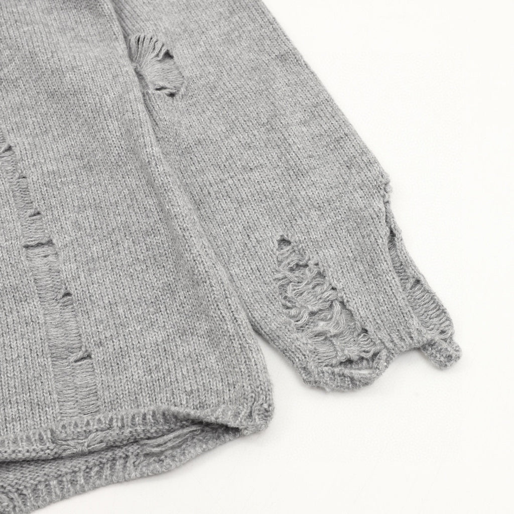 CH Embroidered Sanskrit Cross Distressed Knit Sweater