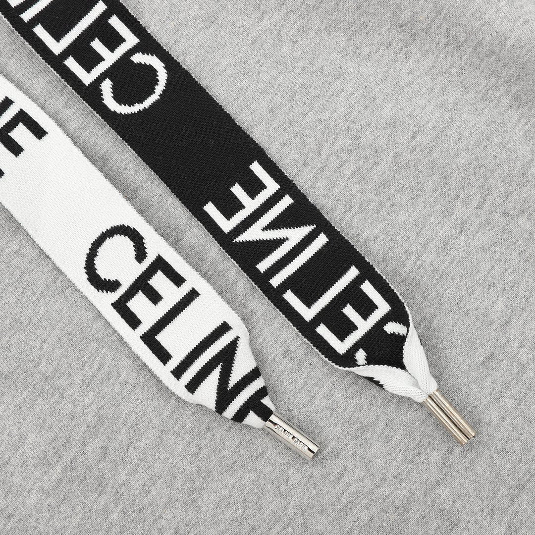 Celine Dual-Tone Logo Webbing Drawstring Oversized Hoodie
