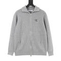 Calvin Klein Women's Men's Grey Full-Zip Ribbed Knit Sweater