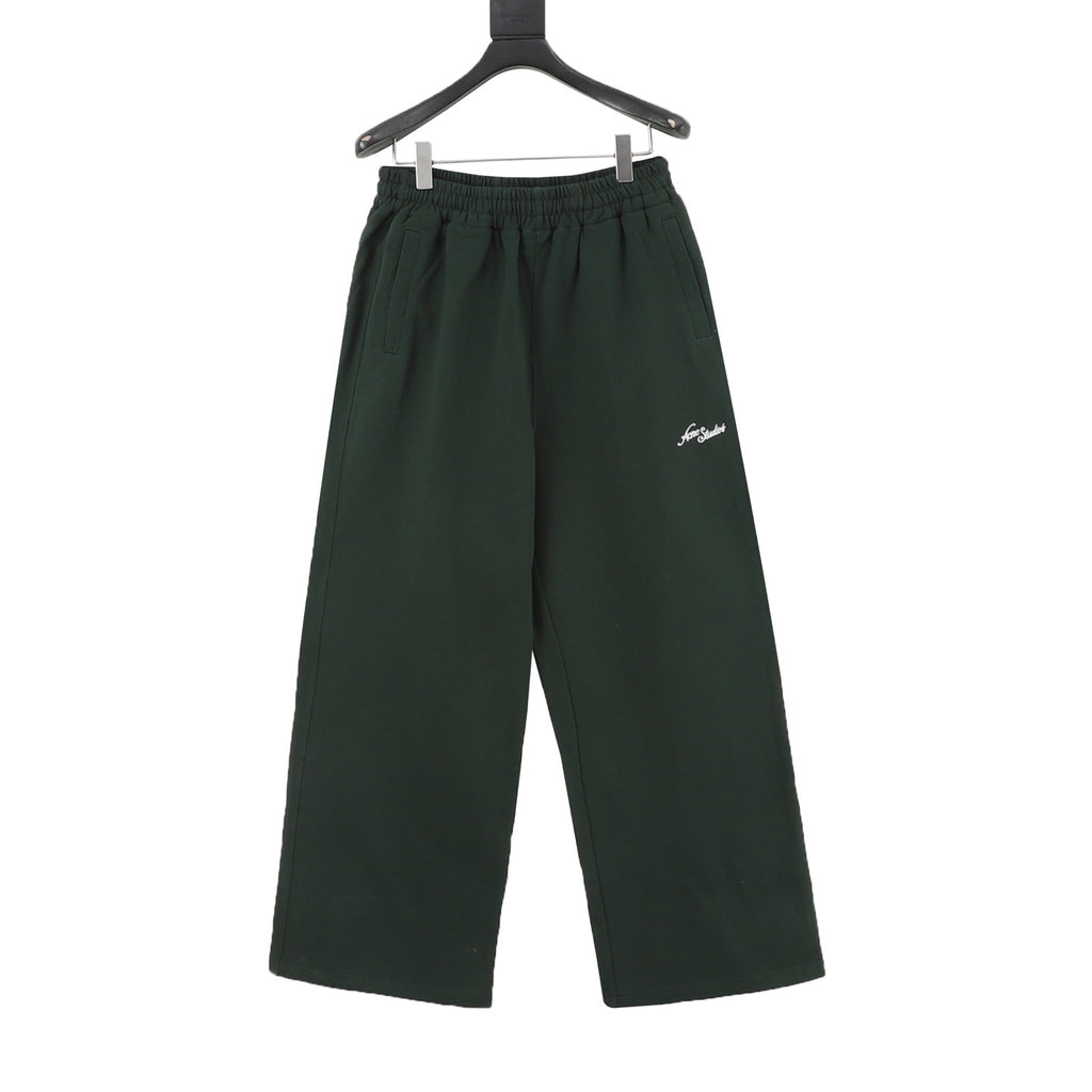Acne Studios Women's Men's Dark Green Logo Wide-Leg Sweatpants
