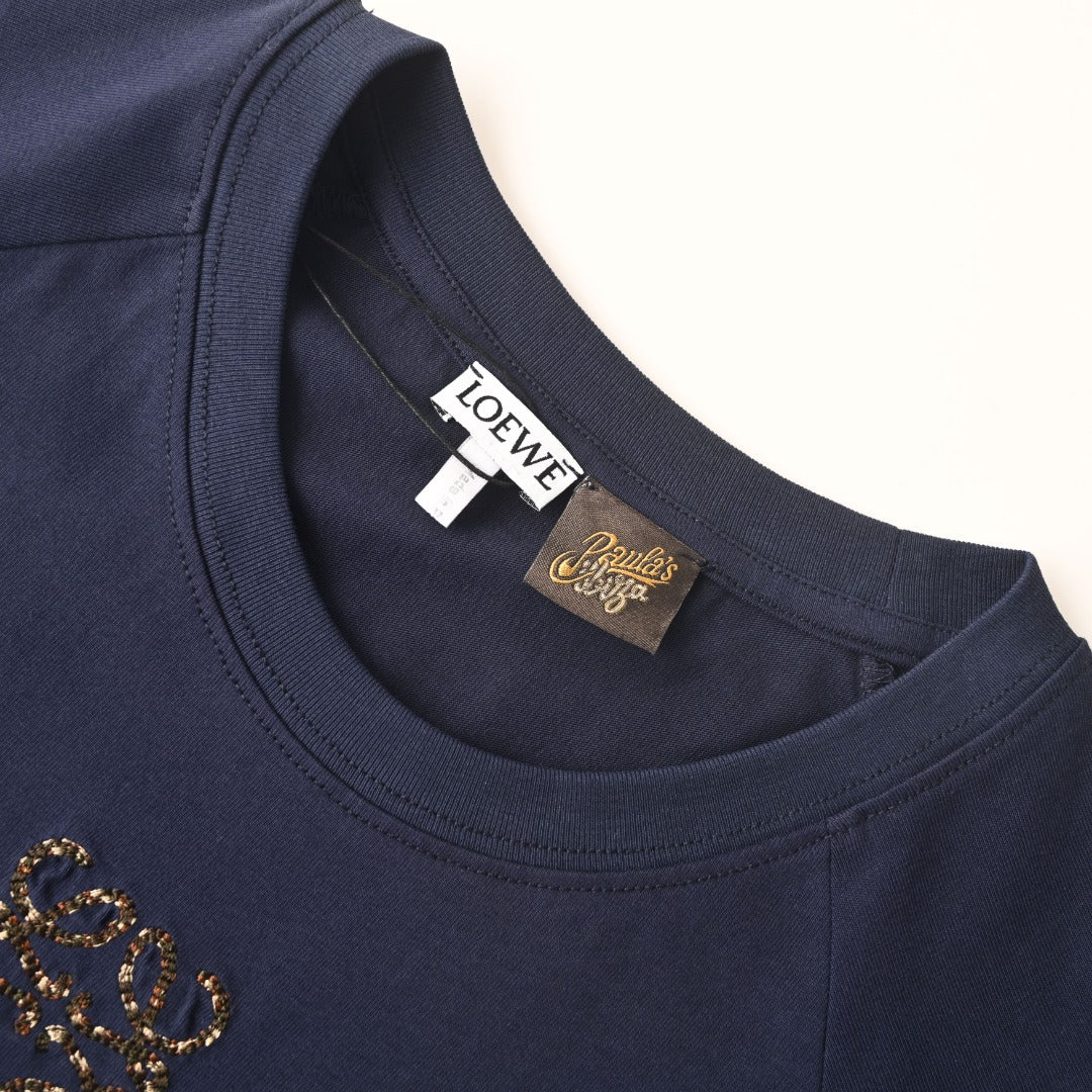LOEWE Men's Navy Anagram Embroidered T-Shirt
