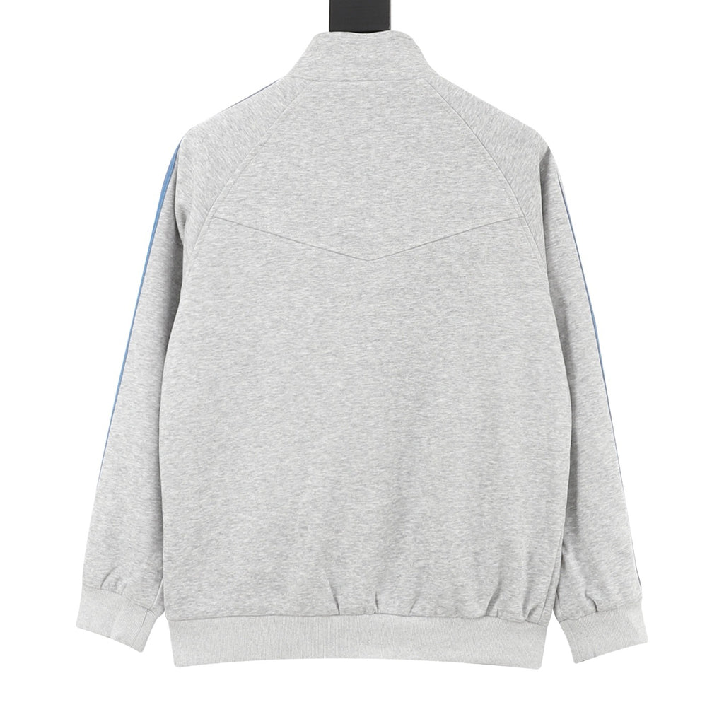 Adidas Women's & Men's Light Grey Blue 3-Stripes Full-Zip Track Jacket