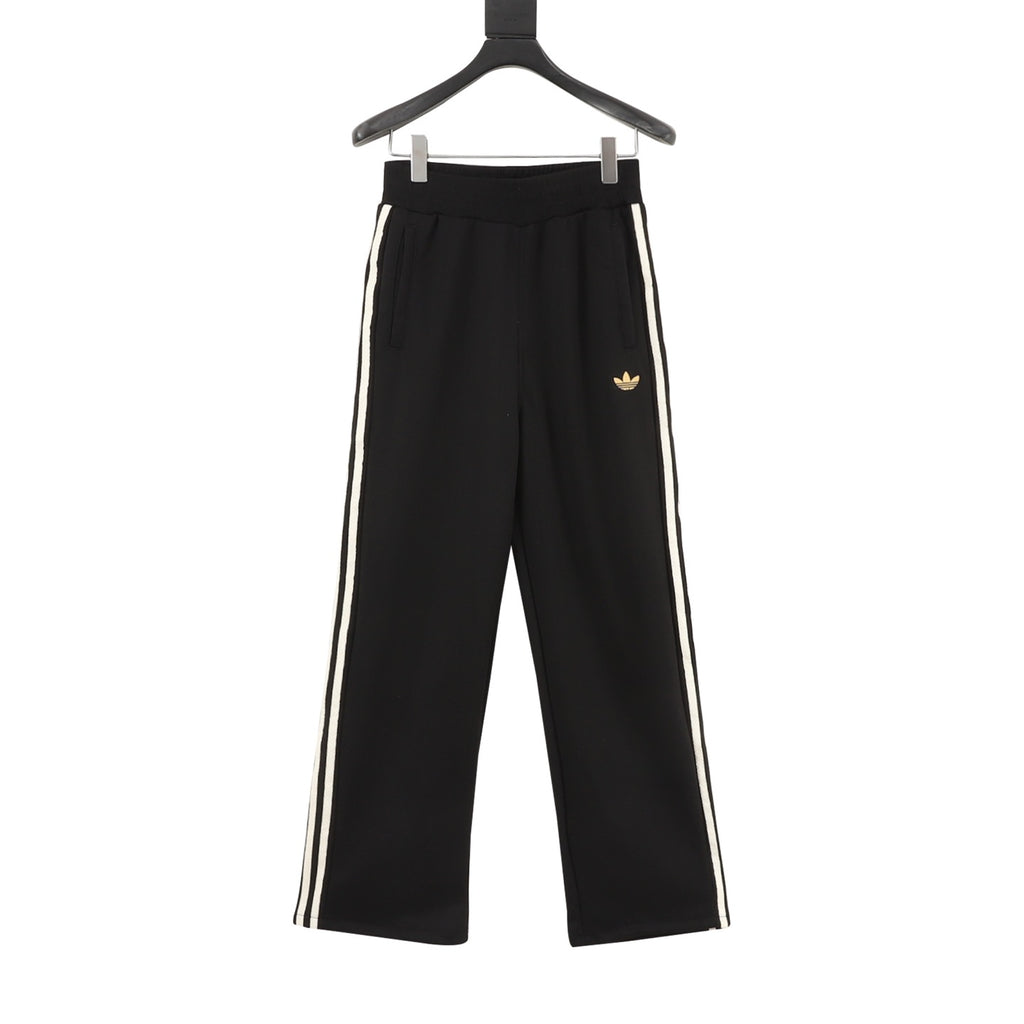 Adidas Originals Gold Trefoil 3-Stripe Wide-Leg Track Pants