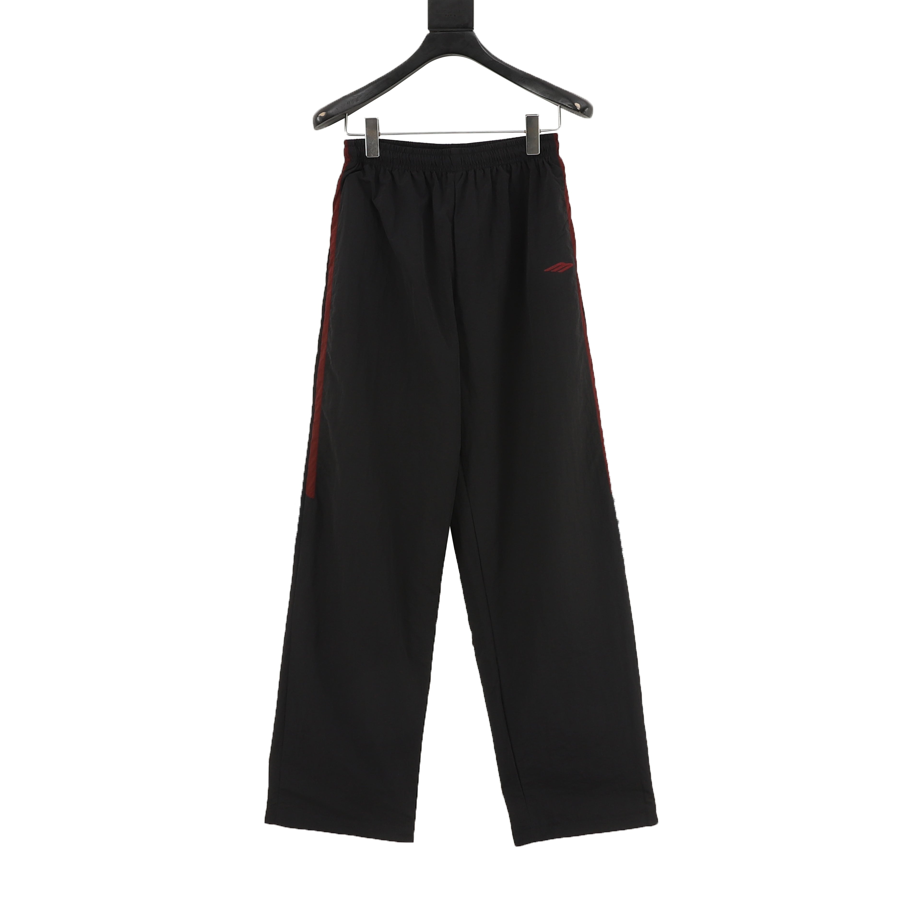 Balenciaga 26SS Red Side Stripe Arc Logo Embroidered Wide-Leg Track Pants