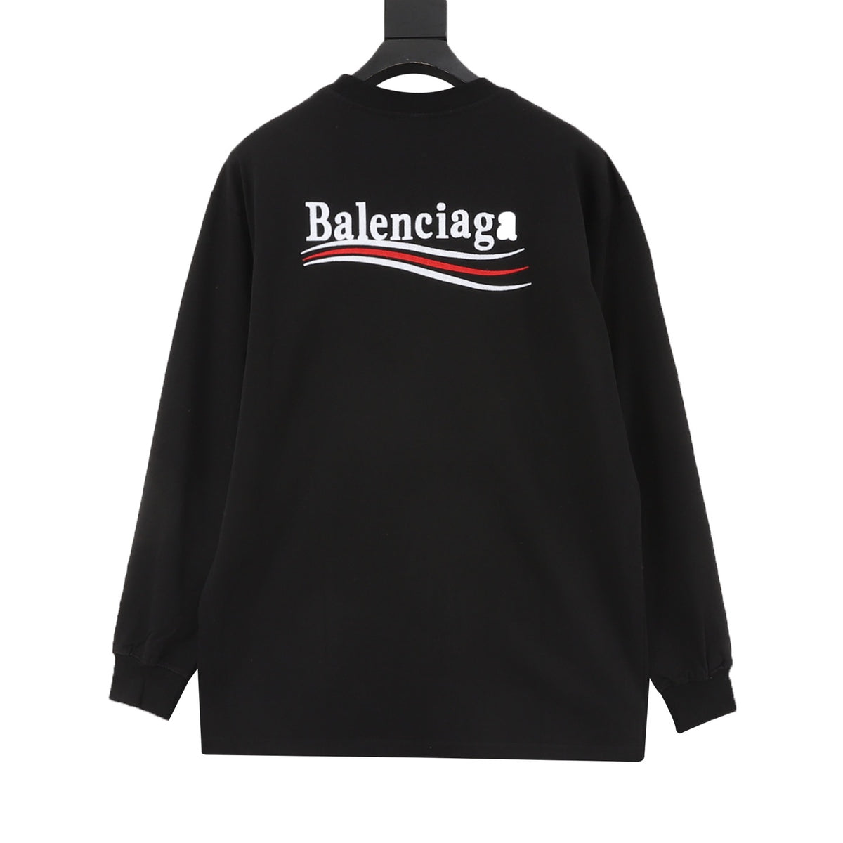 Balenciaga Women's Men's Black Wave Logo Long-Sleeve T-Shirt