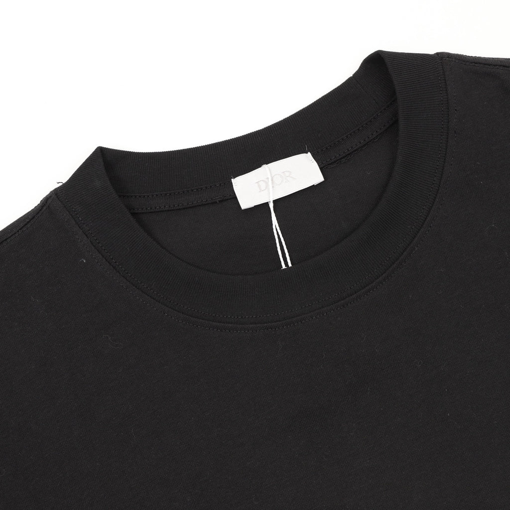 Dior Cursive Script Logo Short-Sleeve T-Shirt in Black