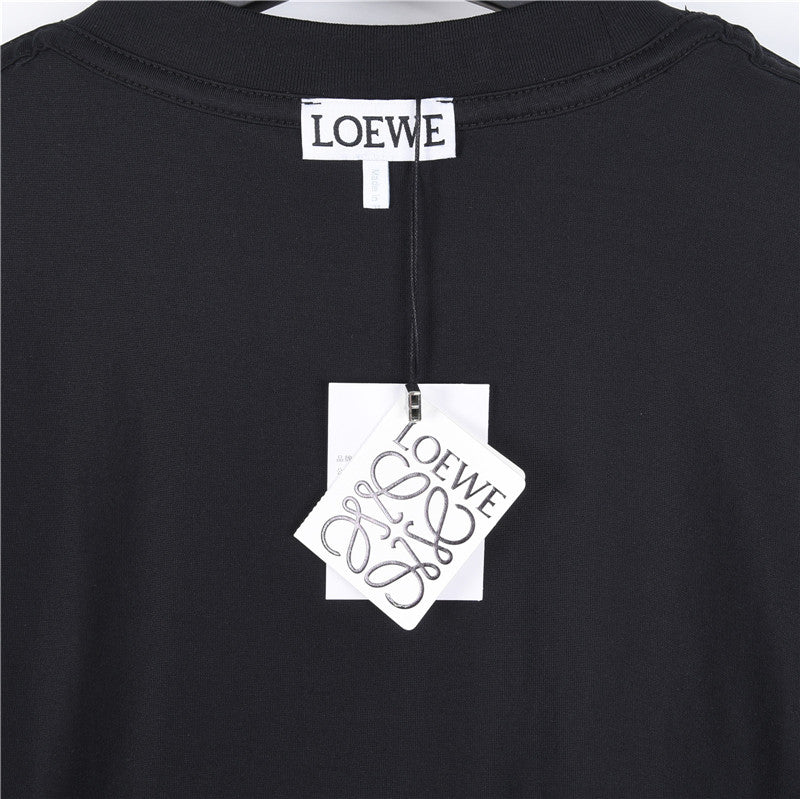 Loewe Pink Anagram Logo Short-Sleeve T-Shirt in Black