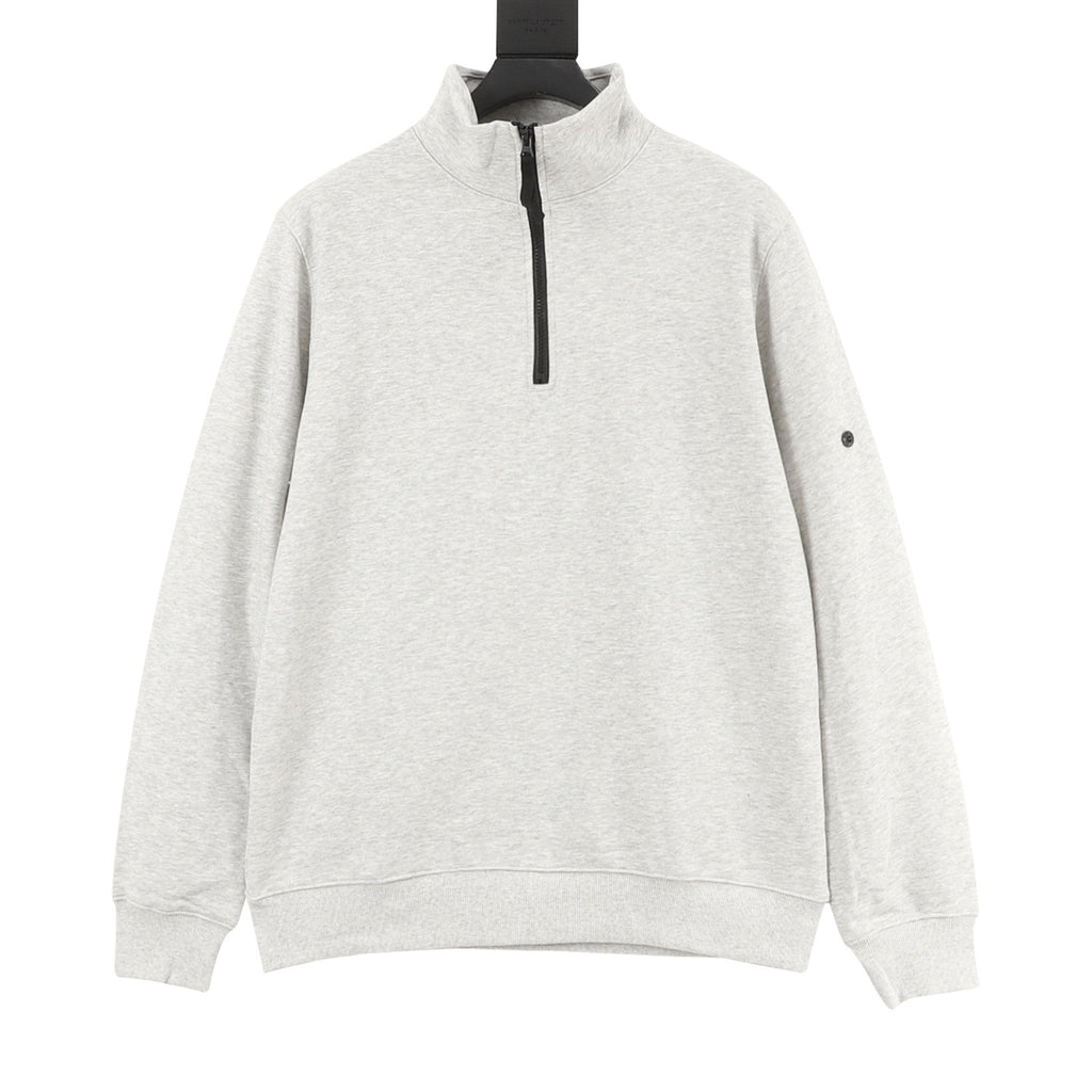 Stone Island Half-Zip Pullover Sweatshirt — Olive Green, Sleeve Badge | SS26