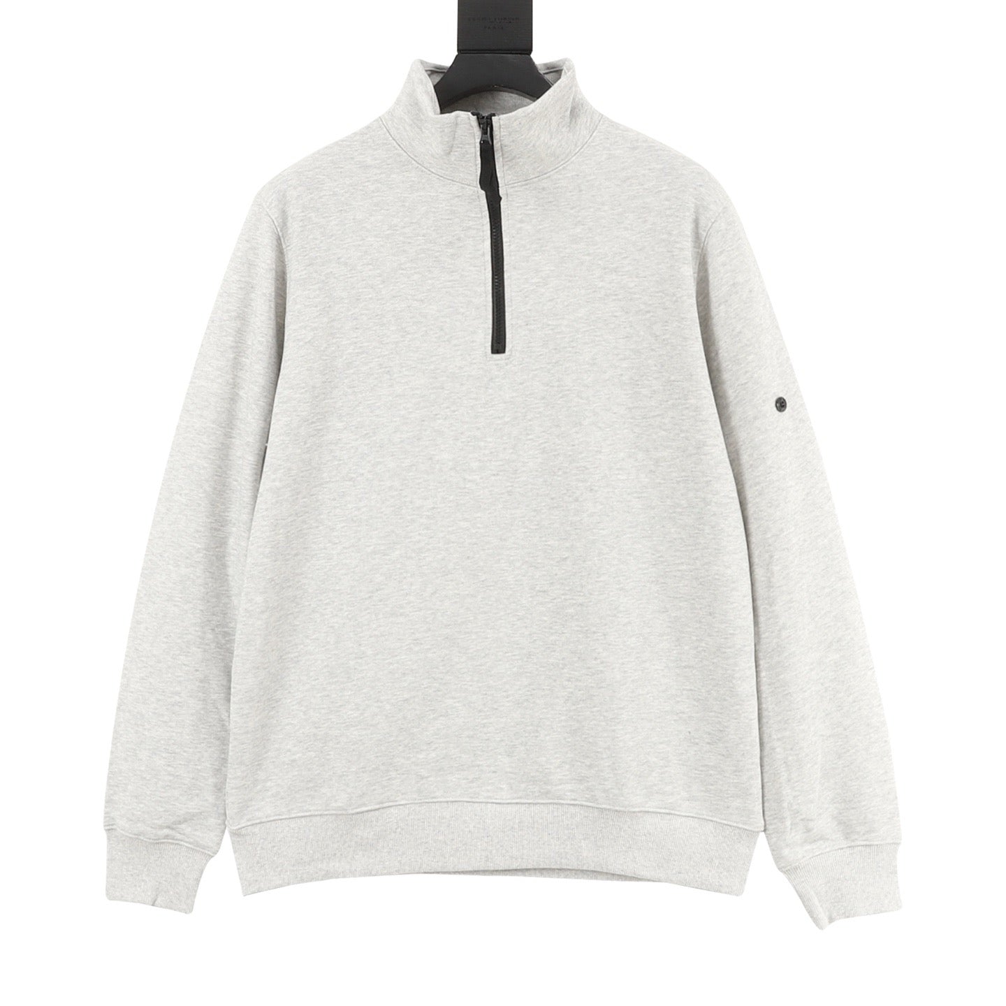 Stone Island Half-Zip Pullover Sweatshirt — Olive Green, Sleeve Badge | SS26