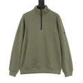 Stone Island Half-Zip Pullover Sweatshirt — Olive Green, Sleeve Badge | SS26