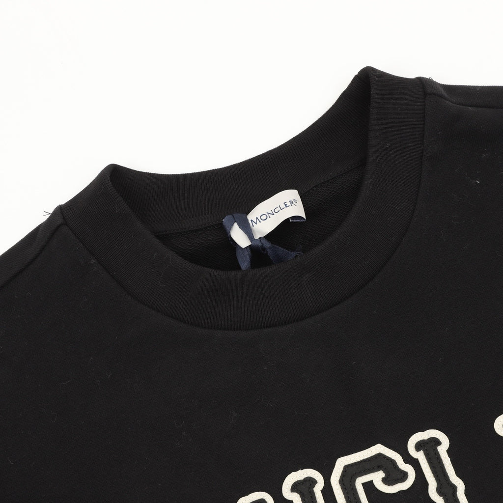 Moncler Women's Men's Black Logo Crewneck Sweatshirt