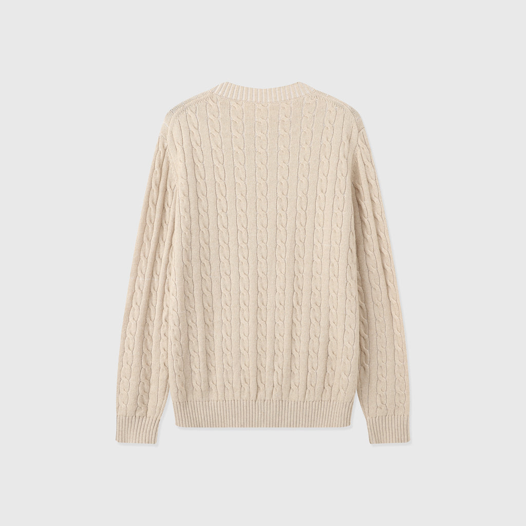 Loro Piana Women's Men's Beige Cable-Knit Crewneck Sweater