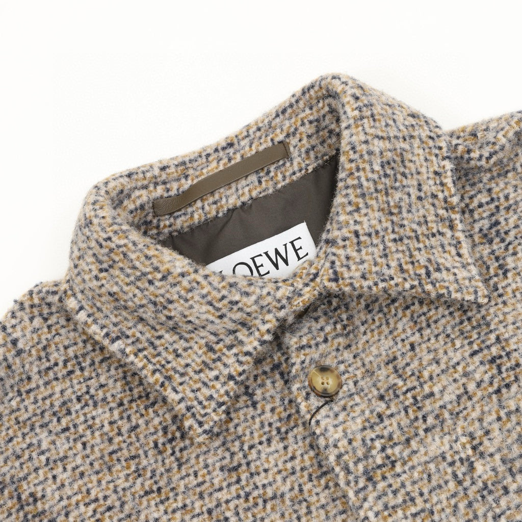 Loewe Leather Label Tweed Wool Blend Overshirt Jacket