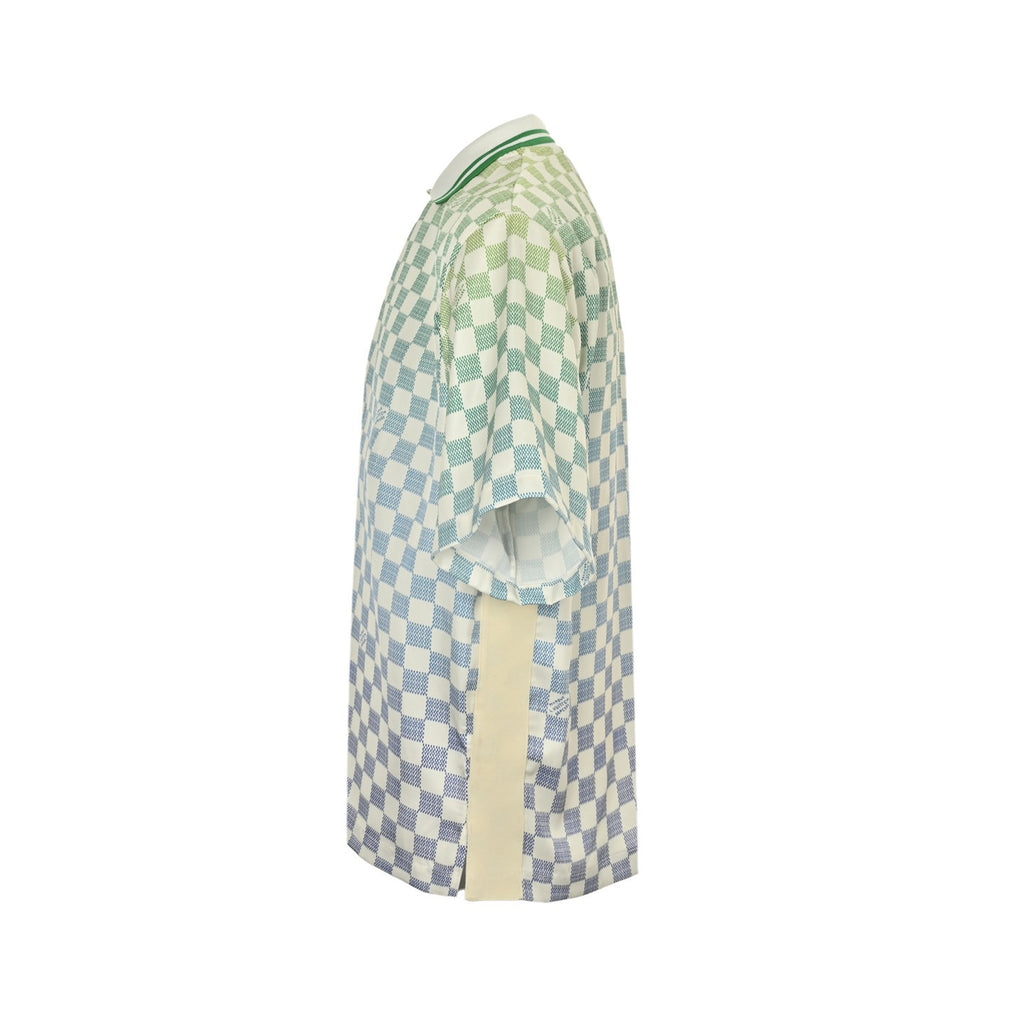 Louis Vuitton Gradient Checkerboard Print Short-Sleeve Shirt in White