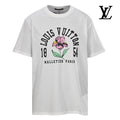 Louis Vuitton Men's White Flower Letter Print T-Shirt