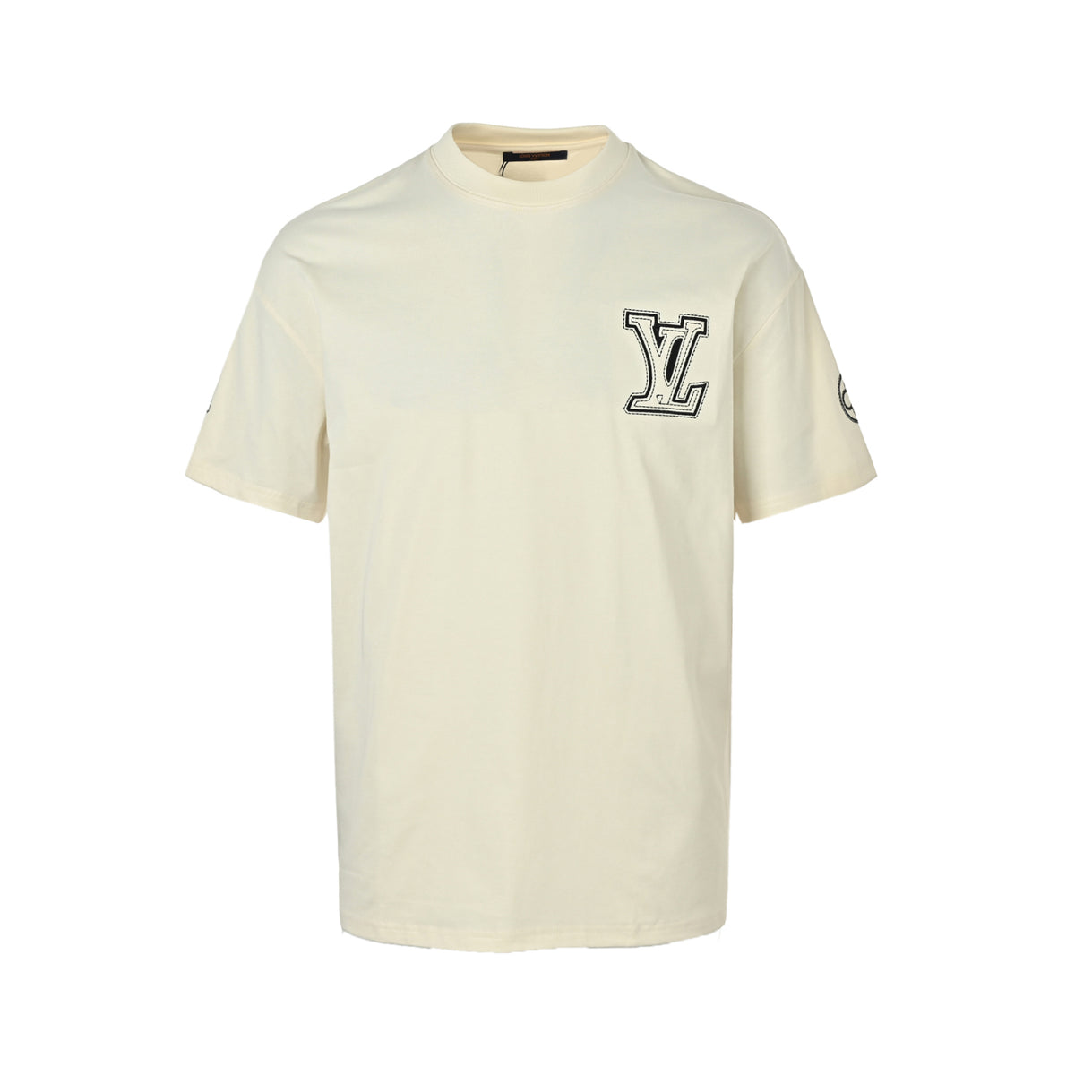 Louis Vuitton Stitched LV Logo Short-Sleeve T-Shirt in Cream