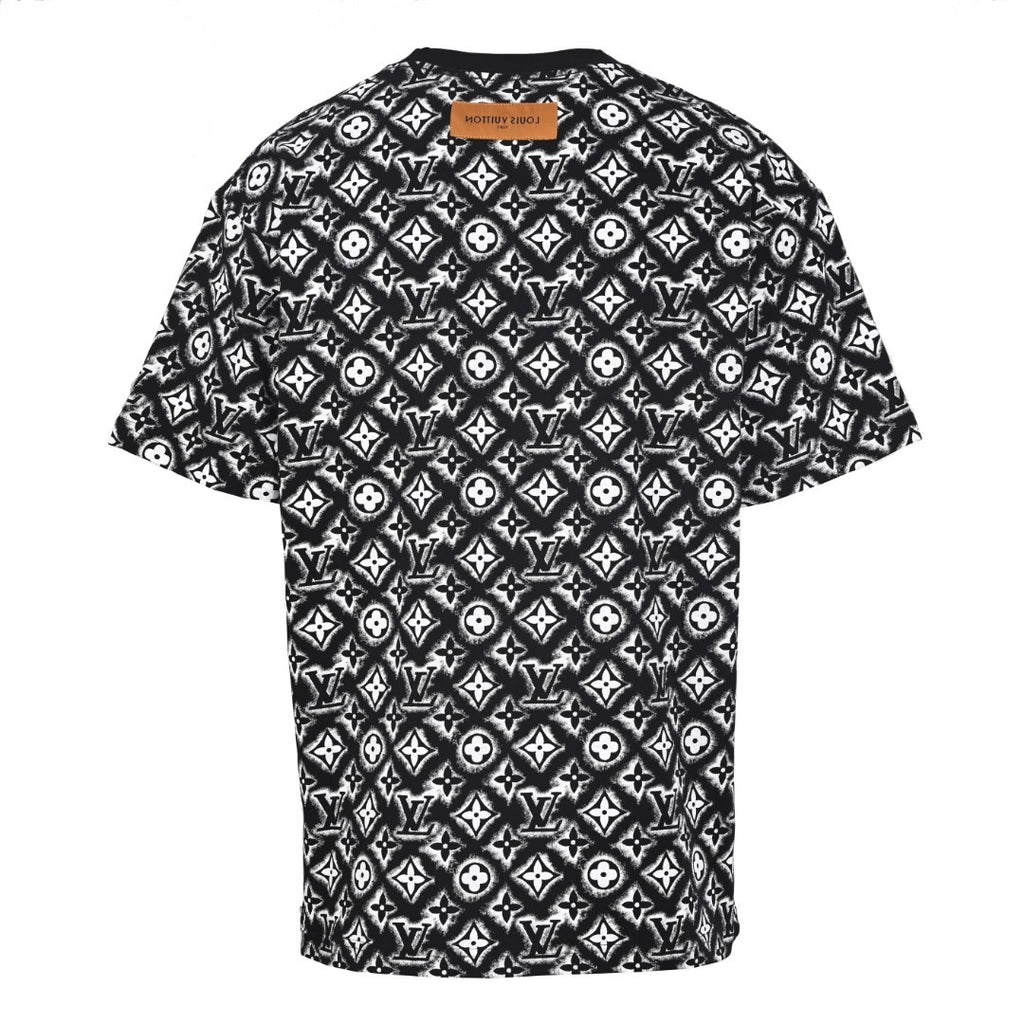 Louis Vuitton All-Over Monogram Print Short-Sleeve T-Shirt in Black