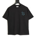 Prada Men's Black Blue Rose Embroidered T-Shirt