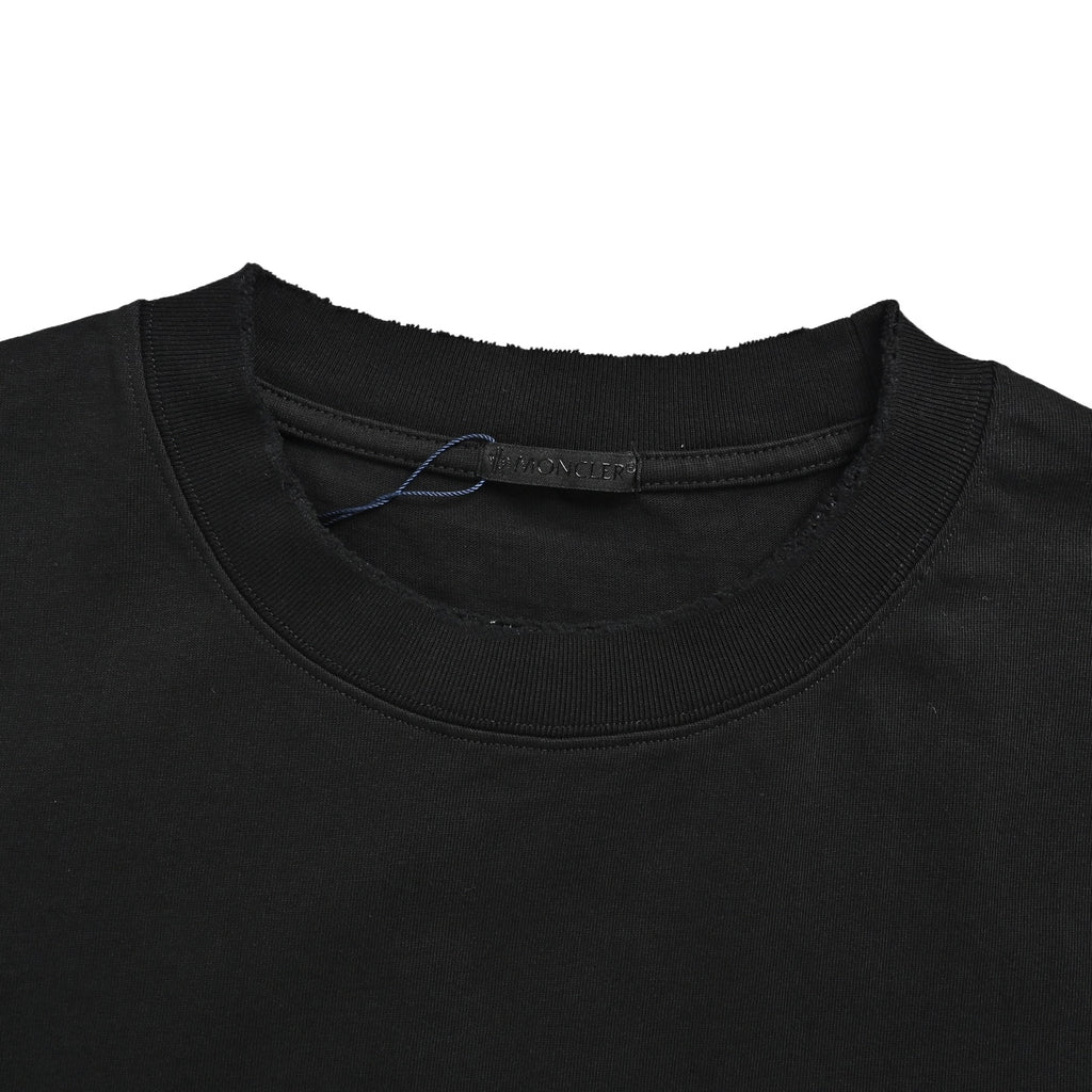 Marni Short-Sleeve T-Shirt in Black with Light Blue Signature Embroidery