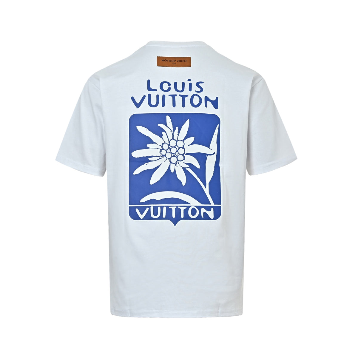 Louis Vuitton Equipe Blue Logo Print Short-Sleeve T-Shirt in White