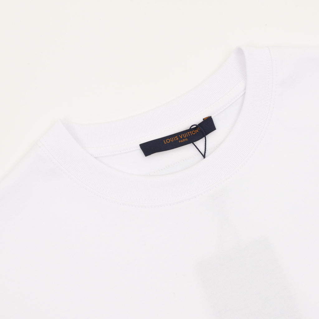 Louis Vuitton Metal LV Logo Short-Sleeve T-Shirt in White