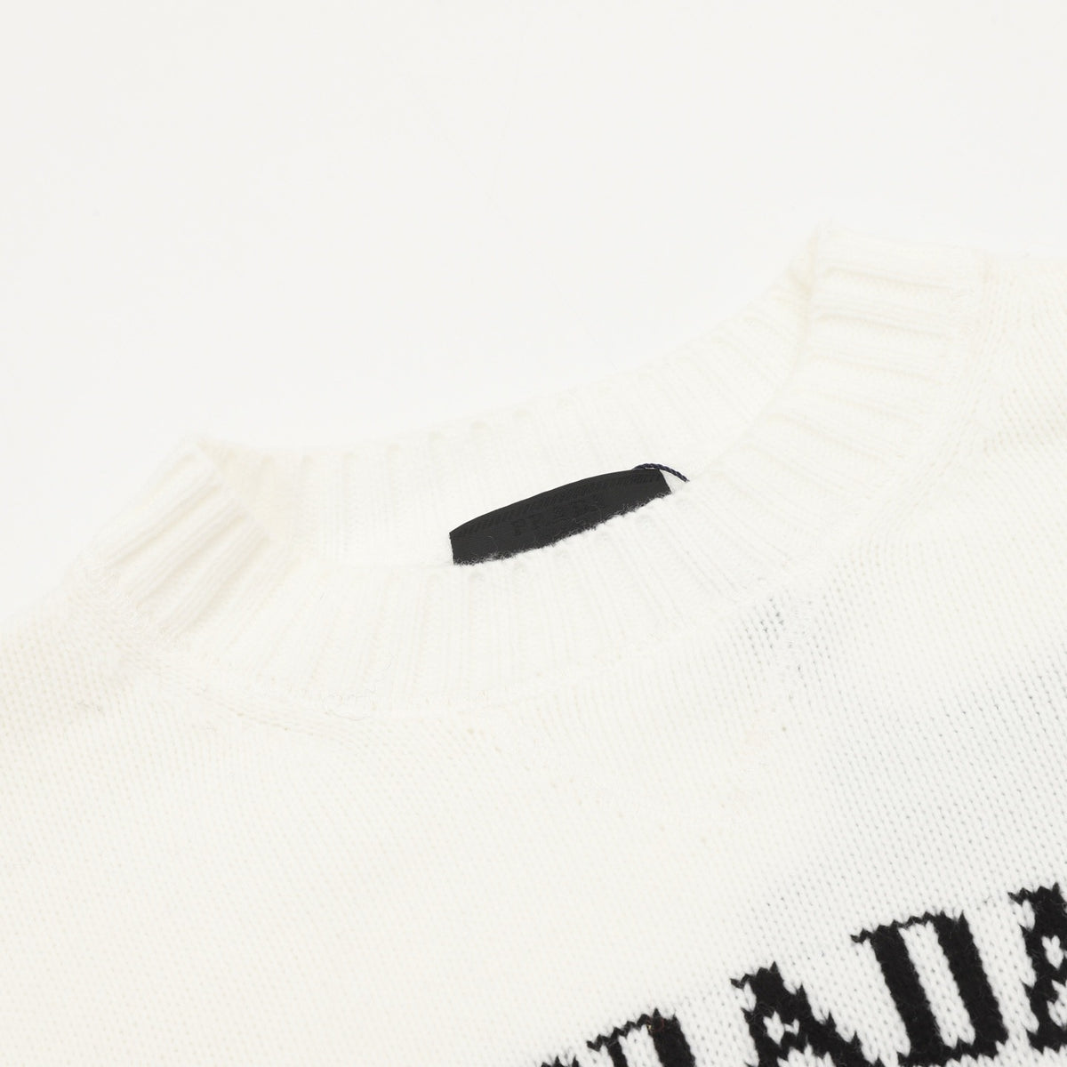 Prada Women's Men's White Logo Graphic Crewneck Sweater