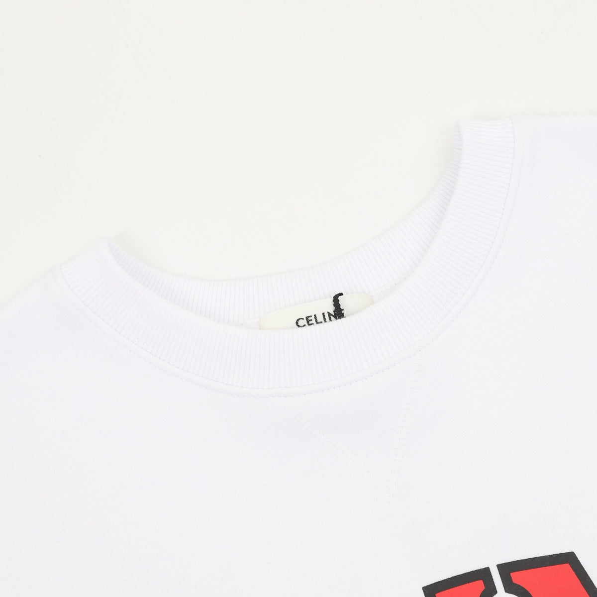 CELINE Women's & Men's White Varsity Logo Crewneck Sweatshirt