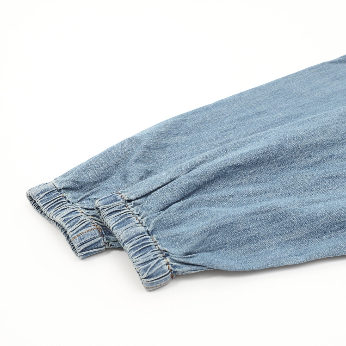 Miu Miu Washed Denim Bomber Jacket — Light Blue, Gold Topstitch | Made in Italy