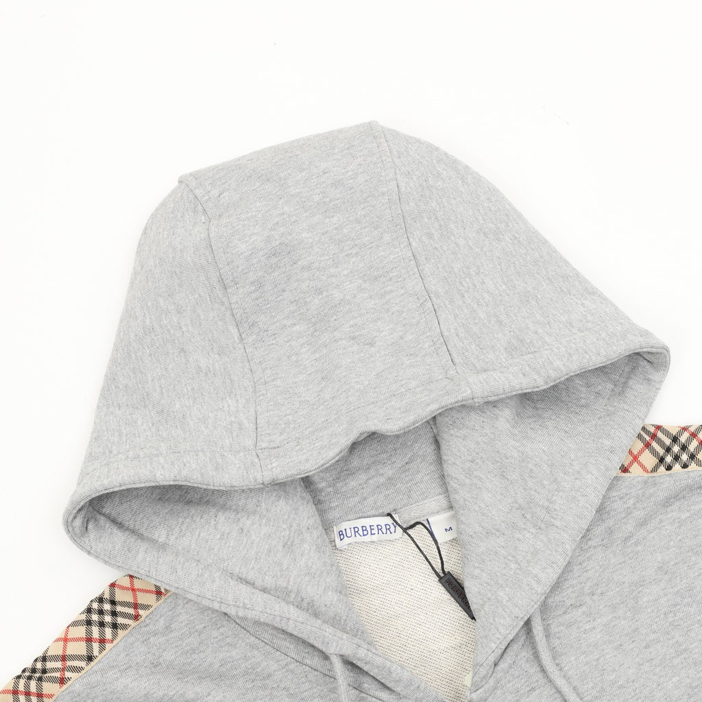 Burberry Women's & Men's Heather Grey Side Check Panel Zip-Up Hoodie