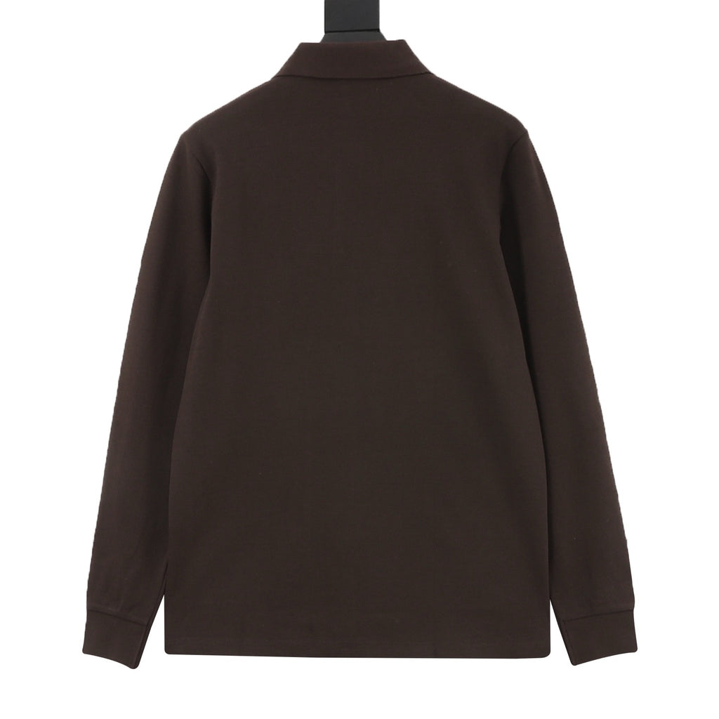 Loewe Women's Men's Dark Brown Anagram Long-Sleeve Polo Shirt