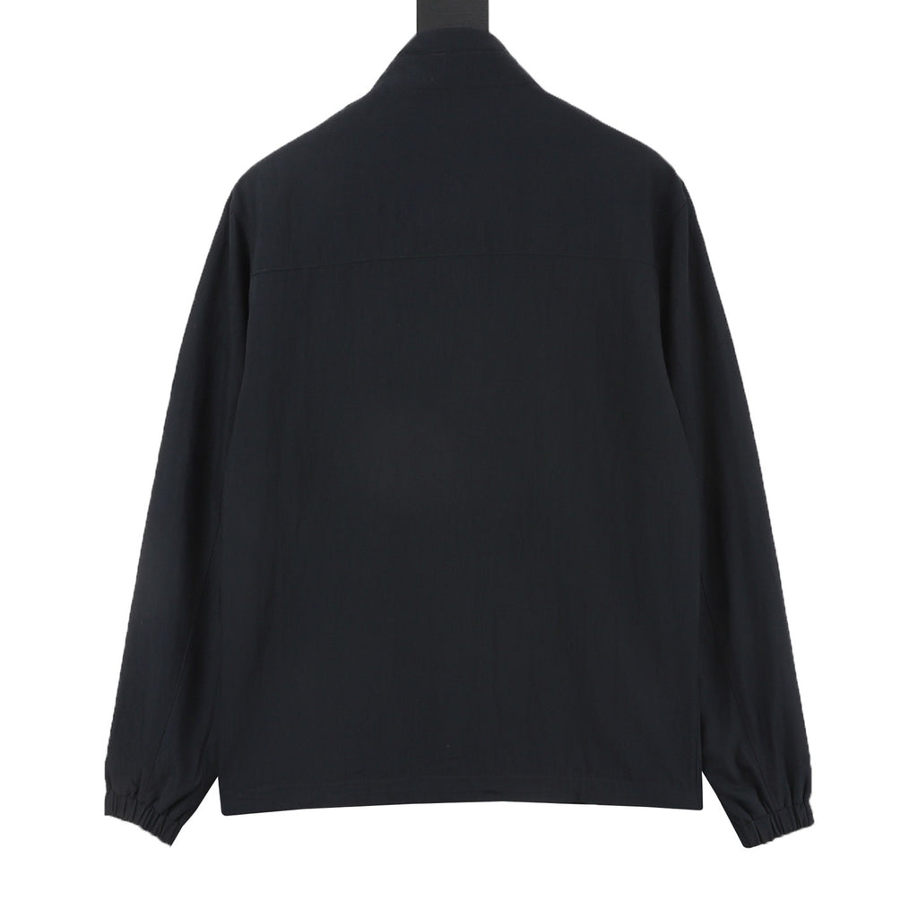 Brunello Cucinelli Women's Men's Black Embroidered Logo Stand-Collar Zip-Up Jacket