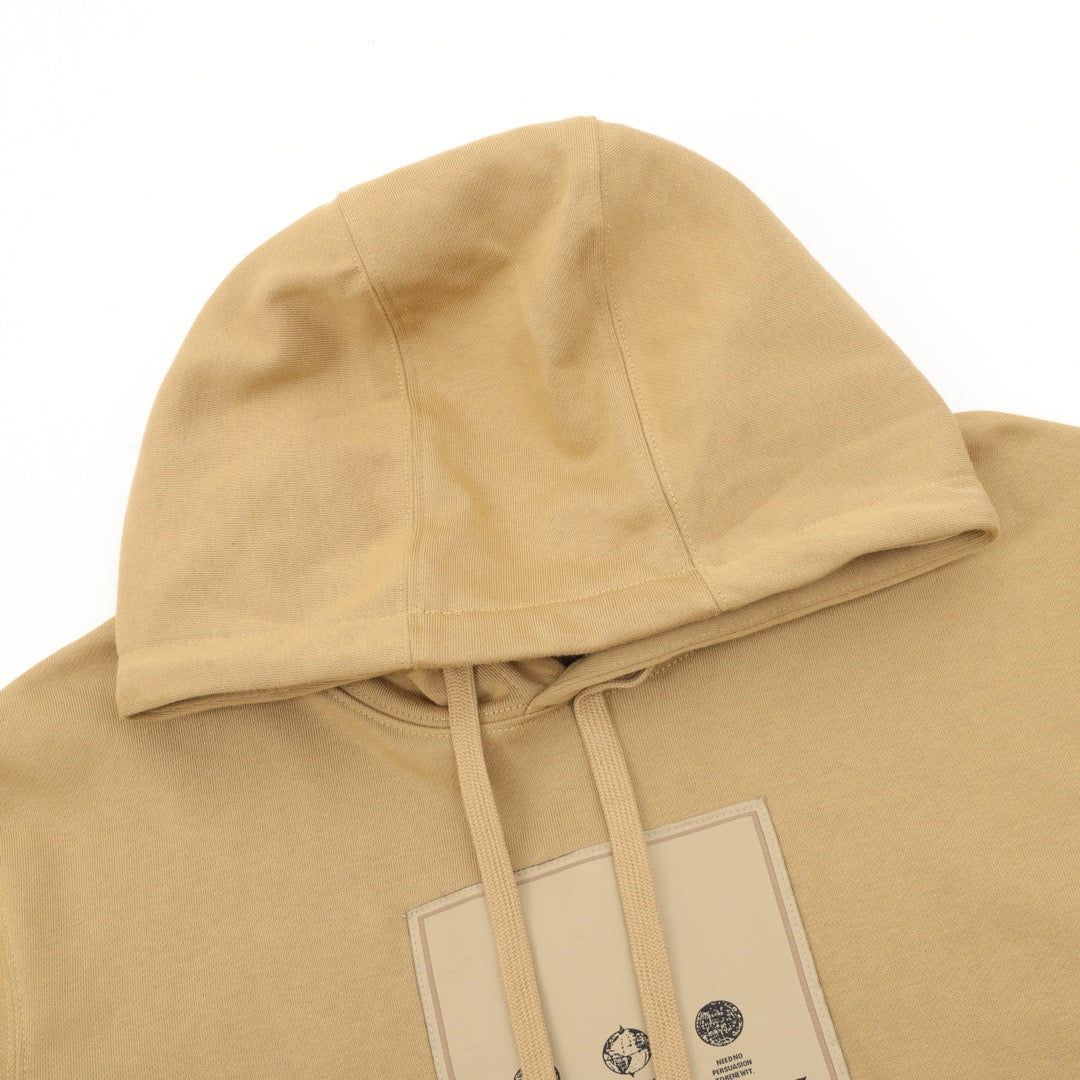 Burberry Women's & Men's Camel Square Label Logo Hoodie