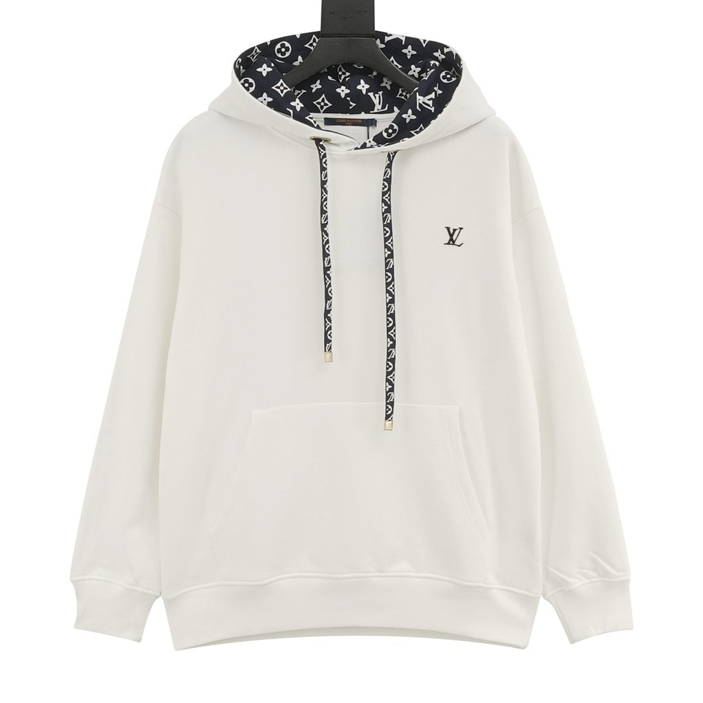 Louis Vuitton Women's Men's White Monogram-Lined Drawstring Hoodie