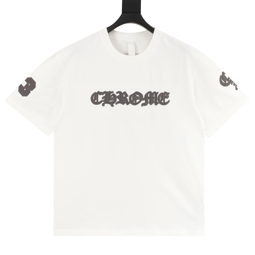 Chrome Hearts White Gothic Letter Embroidered T-Shirt