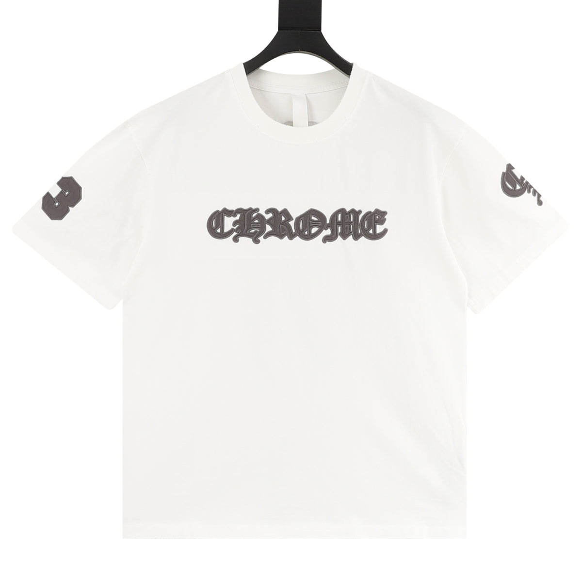 Chrome Hearts White Gothic Letter Embroidered T-Shirt