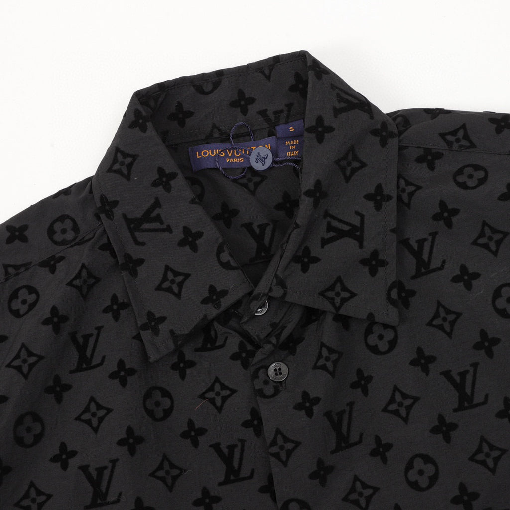 Louis Vuitton LV Monogram All-Over Flocked Long-Sleeve Shirt
