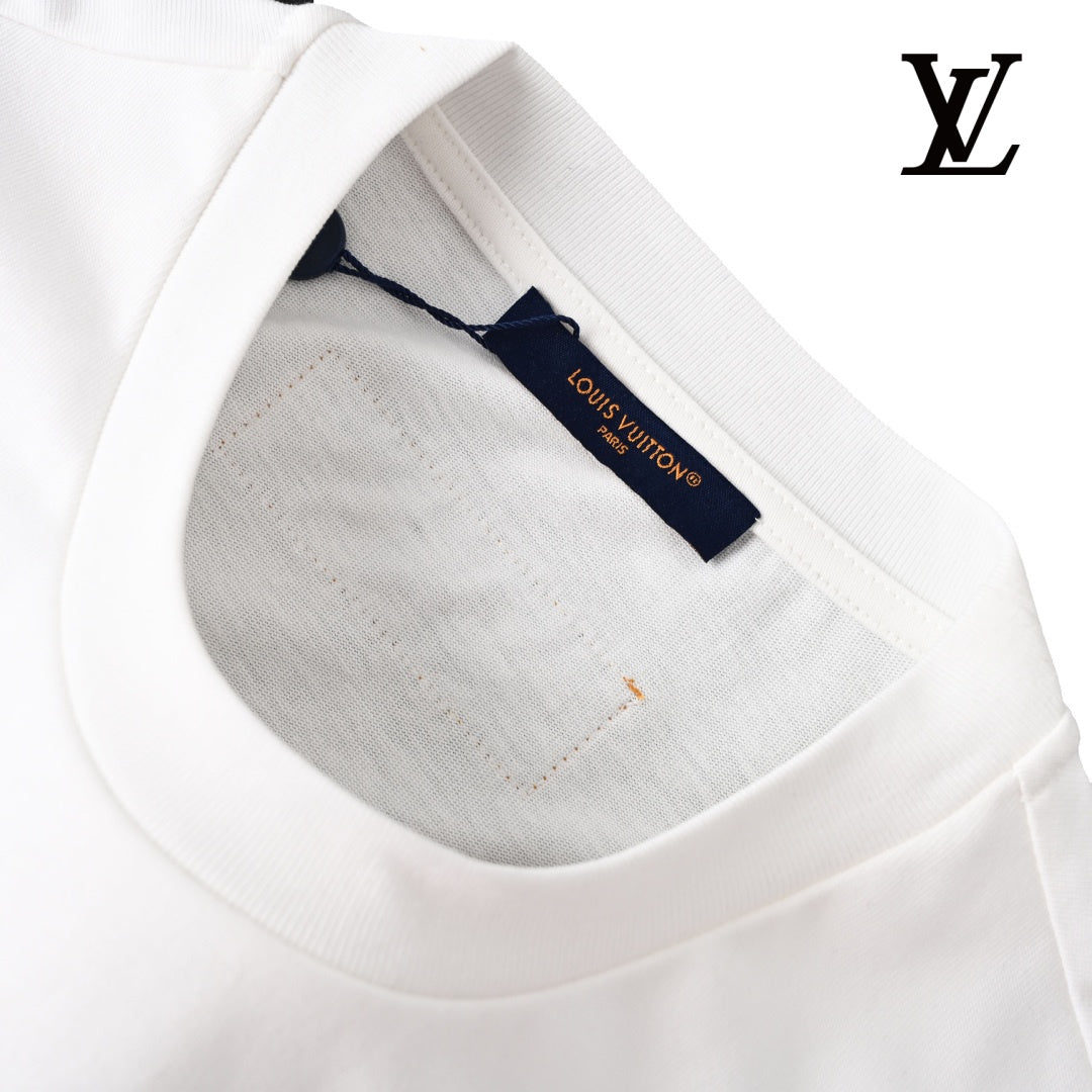 Louis Vuitton Men's White Beaded Letter T-Shirt