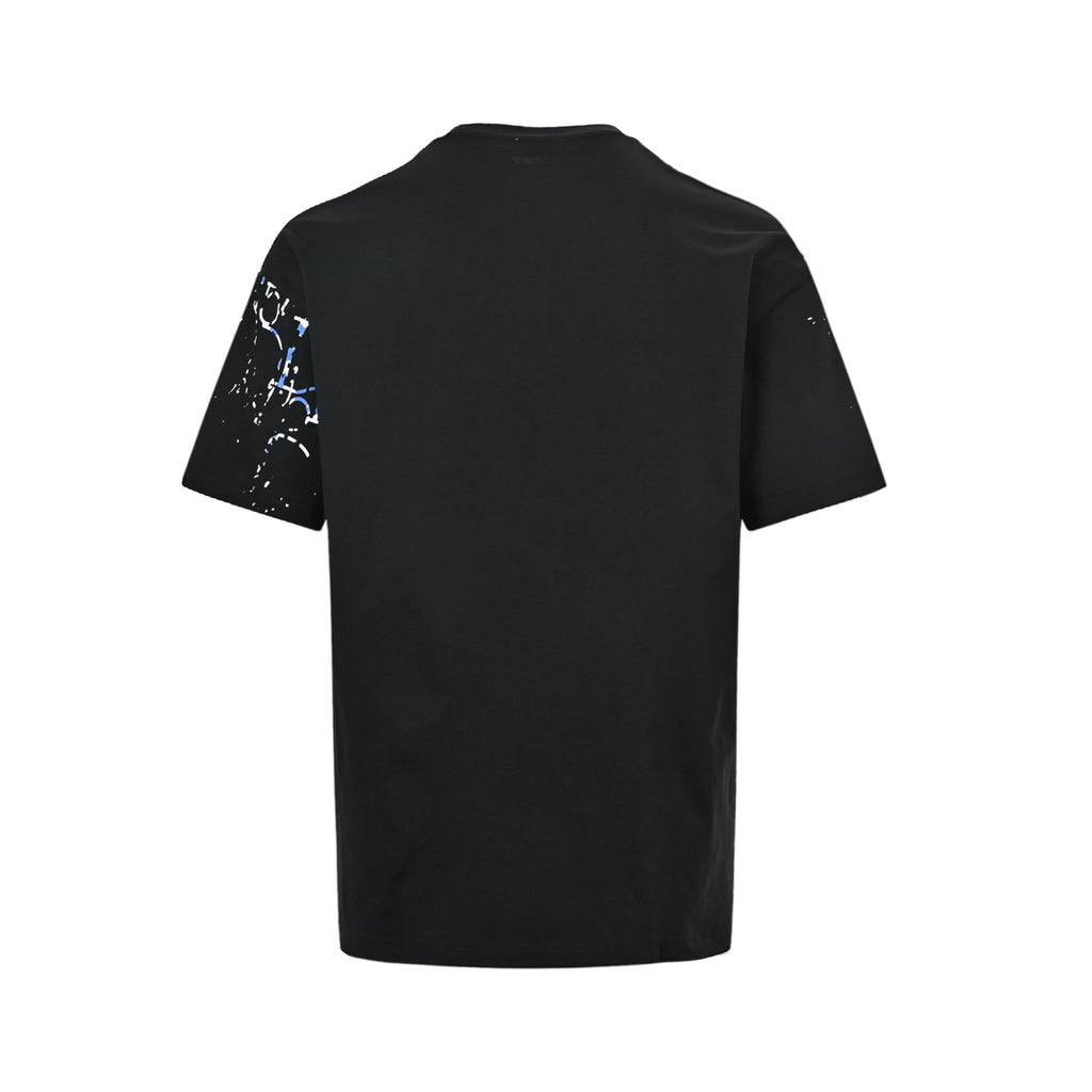Dior Men's Black Splatter Oblique Logo Print T-Shirt