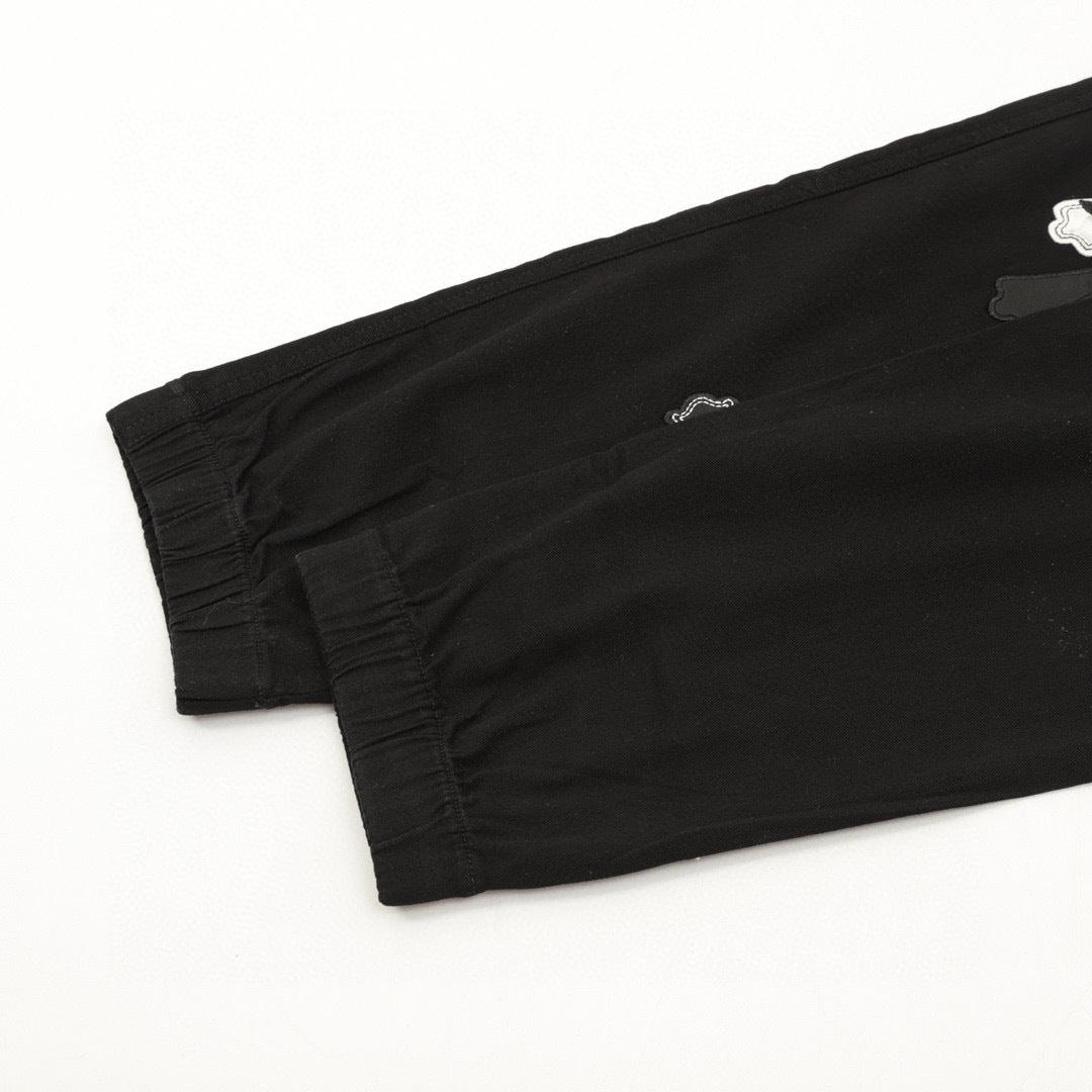 CH Trousers with Side Leather-Patch Cross Appliqué and Embroidery