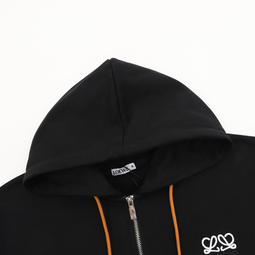Loewe Women's Men's Black Anagram Embroidered Full-Zip Hoodie