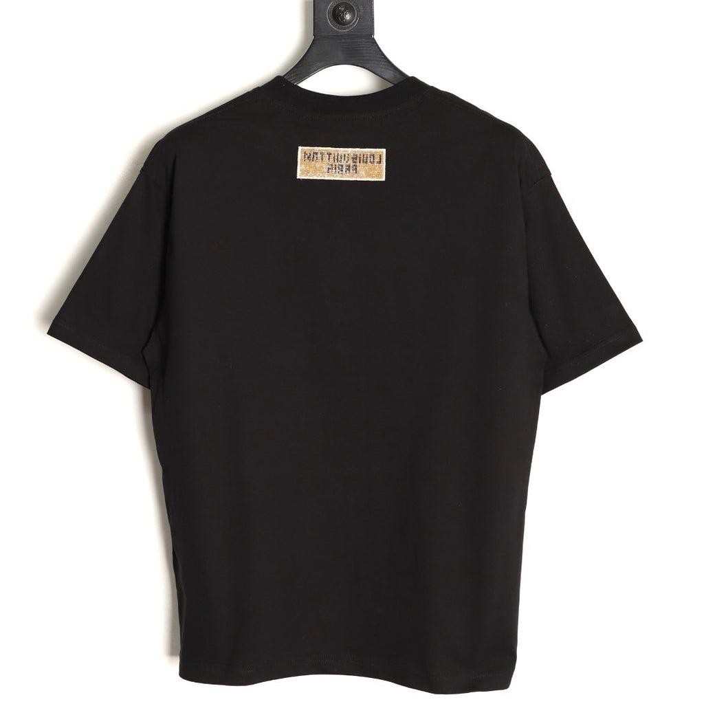 Louis Vuitton Rhinestone Lettering Short-Sleeve T-Shirt in Black