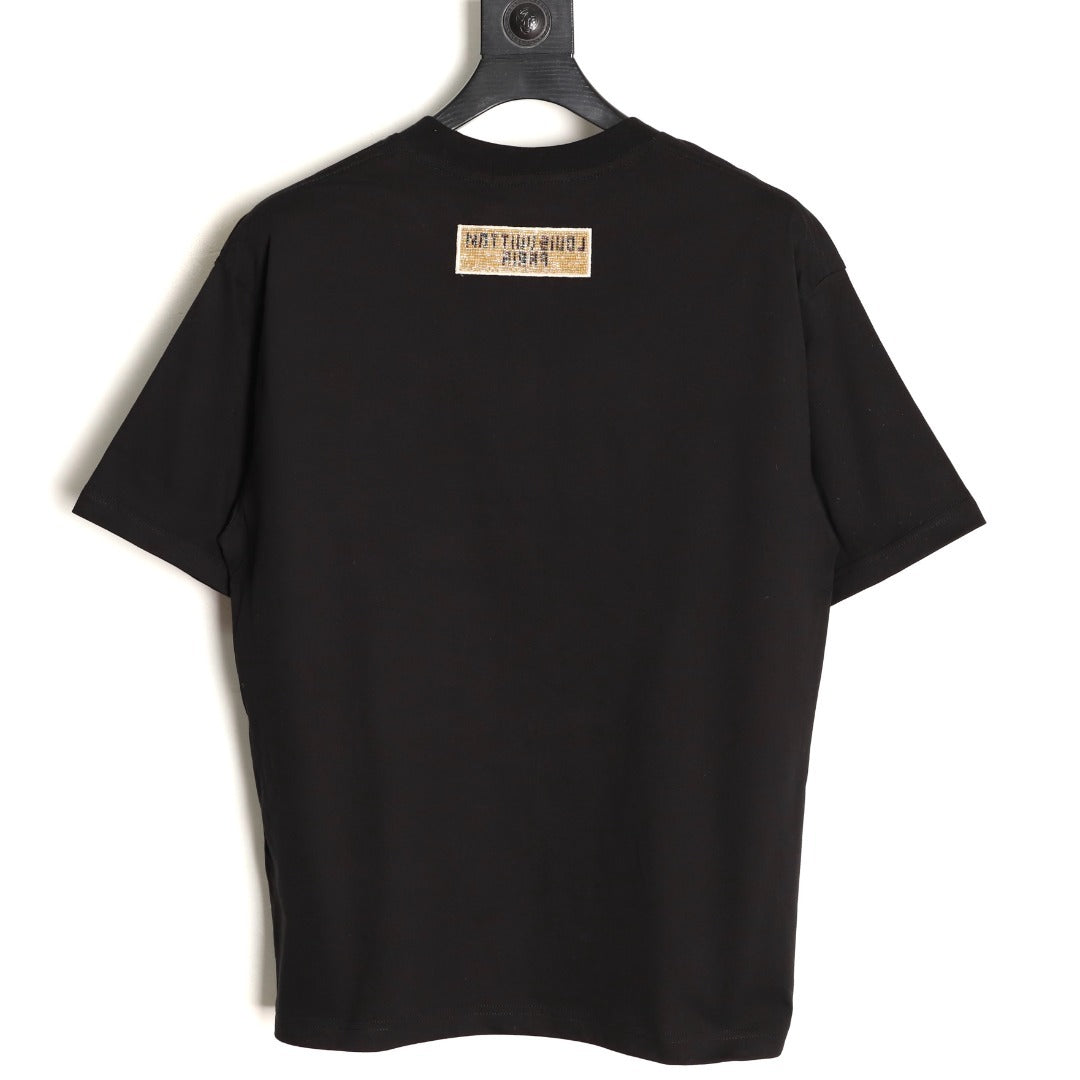 Louis Vuitton Rhinestone Lettering Short-Sleeve T-Shirt in Black