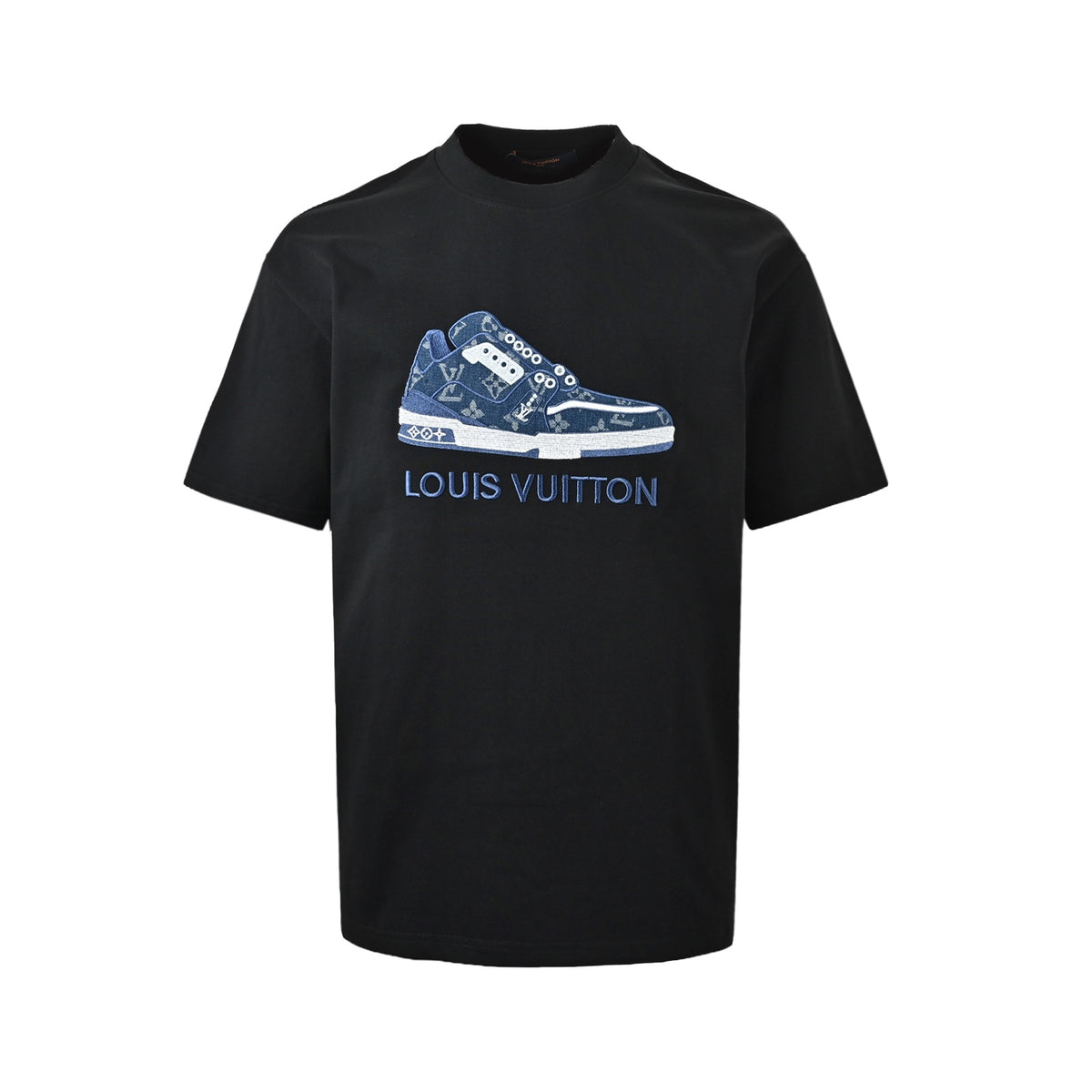 Louis Vuitton Sneaker Embroidered Short-Sleeve T-Shirt in Black