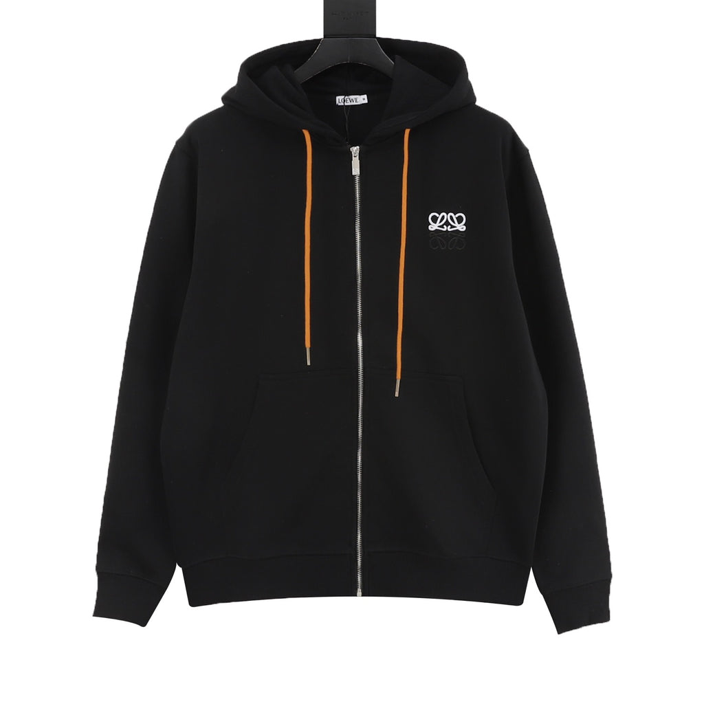 Loewe Women's Men's Black Anagram Embroidered Full-Zip Hoodie